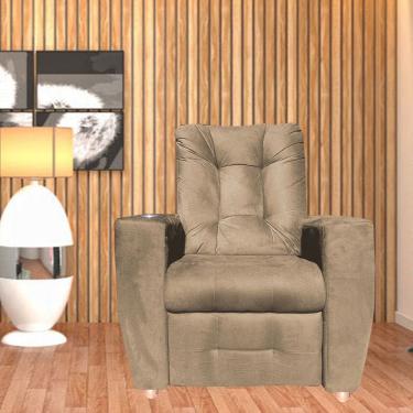 Imagem de Poltrona Do Papai Reclinável Suede Porta Copo Perola Capuccino