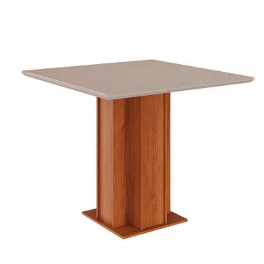 Imagem de Mesa de Jantar Quadrada com Tampo de Vidro Sophia Cinamomo e Off White 95 cm
