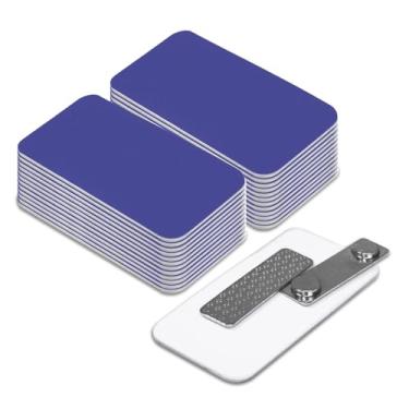 Imagem de Etiqueta de nome/emblema em branco – Pacote com 25 – 2,5 x 7,6 cm, cantos redondos, suporte magnético, Azul, 1-1/2" X 3"