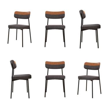 Imagem de Kit com 6 Cadeiras para Sala de Jantar Mona Yescasa Grafite/Caramelo
