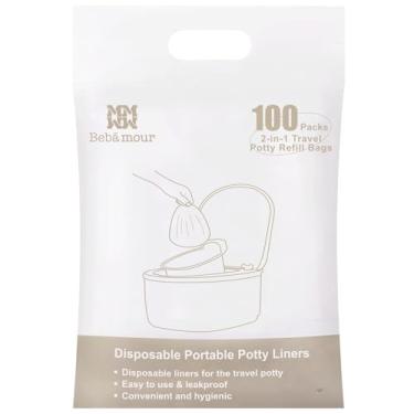 Imagem de Bebamour Forros de cadeira de vaso sanitário, 100 peças, saco de banheiro descartável, sacos de treinamento para vaso sanitário, sacos de limpeza para crianças e crianças