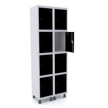 Imagem de Armário Roupeiro 8 Portas Aço Grp 502/8 Pandin Móveis Cinza/Preto