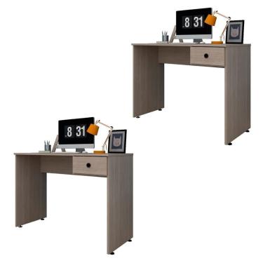 Imagem de Kit 2 Mesas Para Computador Escrivaninha 101cm Carvalho