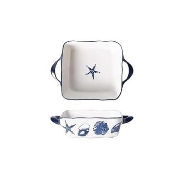 Imagem de Assadeira Forno, forno de micro-ondas, tigela para assar, utensílios criativos para café da manhã, prato grande de cerâmica para arroz cozido com espiga dupla Assadeiras