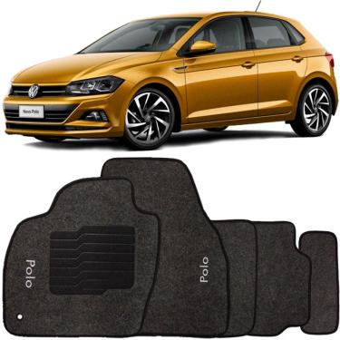 Imagem de Jogo de Tapete Automotivo Carpete Polo 2018 à 2025 Soft Logo Bordado Grafite 5 Peças