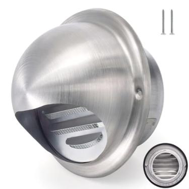 Imagem de Cididu Tampa de ventilação para secadora externa redonda, capas de ventilação de exaustão de secador de parede de 10 cm, tampa de ventilação externa de aço inoxidável com tela de mosca, capa de