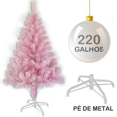 Imagem de Arvore de natal 120cm rosa com 220 galhos e pe de metal - 793608