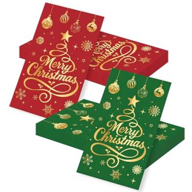 Imagem de LaVenty Guardanapos de sobremesa decorativos de papel descartável de Natal com bolas de Natal para festa, almoço, jantar, cozinha, banheiro (verdes)