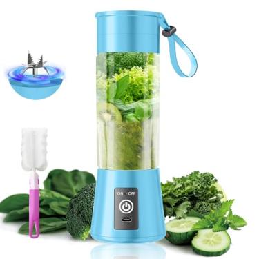 Imagem de Liquidificador de smoothie portátil pessoal sem fio – Mini liquidificador atualizado 2025 com 6 lâminas, recarregável tipo C, copo de suco de 370 ml, sem batidas, recém-espremido em viagens/esportes