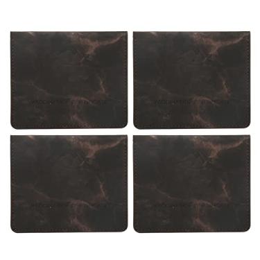 Imagem de Porta-certificado, 4 Peças Multifuncional Elástico Macio Porta-certificado Marmoreado à Prova D'água Couro PU Capa Protetora para Cartão de Identificação Cartão de Crédito (Preto)