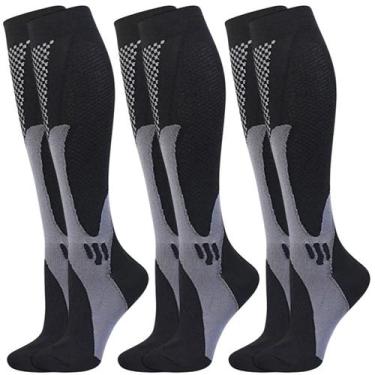 Imagem de Kit 3 pares meias compressão alivia dor pés fascite plantar anti variz