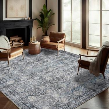 Imagem de CHAMPLANT Tapete lavável 2,5 m x 25,4 m, design boêmio, antiderrapante, fácil de cuidar, ideal para áreas de alto tráfego na sala de estar, quarto, escritório, mesa de café, cozinha, tapete grande