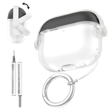 Imagem de Capa para AirPods 4 (4ª Geração), linda capa protetora de silicone para AirPods 4, com chaveiro e kit de limpeza, preta