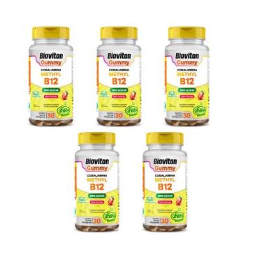 Imagem de Kit 5 Bioviton Gummy Methyl B12 Sabor Morango 5x30 gomas Unilife, Mora