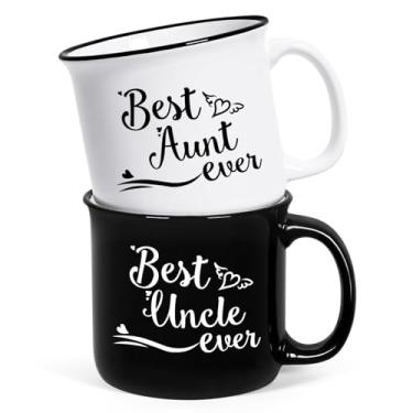 Imagem de Cabtnca Aunt and Uncle Gift, Best Uncle & Aunt Conjunto de 2 canecas 425 g, presente de casal de aniversário de casamento de Natal para tias e tios de sobrinho