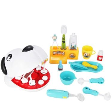 Imagem de Brinquedo Dentista Pet Infantil 17 Peças – Jogo Educativo de Cuidar dos Dentes do Cachorrinho | Estimula Imaginação e Coordenação Motora