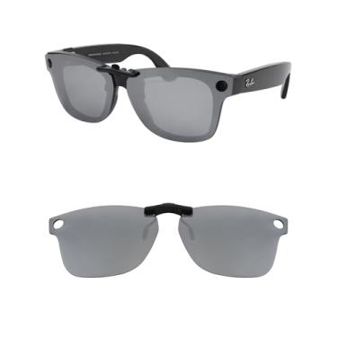 Imagem de HILEEN Óculos de sol polarizados com clipe para Ray-Ban Meta Wayfarer RW4012 50-22 (Gen 2) para homens e mulheres proteção UV - prata