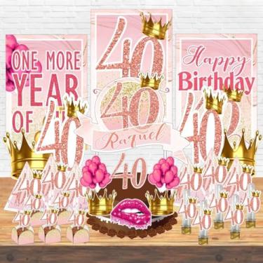 Imagem de Kit Festa Aniversário Personalizado 15 18 20 30 40 50 60 70 Anos Idades - Decoração Lembrancinha (Kit Festa + Arco Balão,40 Anos- ROSA)