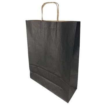 Imagem de Sacola LC Liso Papel Kraft Natural Alça Natural - Preto 30,5x11,5x38 c/10un