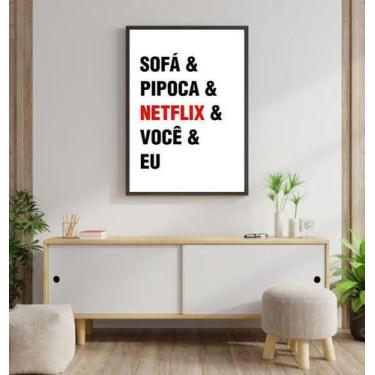 Imagem de Quadro Decorativo Sofá Pipoca Netflix Você Eu 45x34cm - Quadros On-Lin