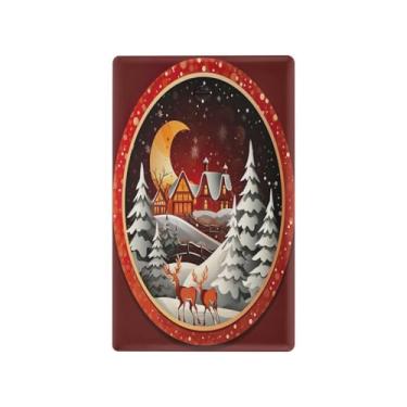 Imagem de Blueangle Placa de parede decoradora de capa em branco, tamanho padrão, 1 gangue Feliz Natal, cervo, capa para quarto de escritório em casa, 4,53 x 2,76 polegadas #740