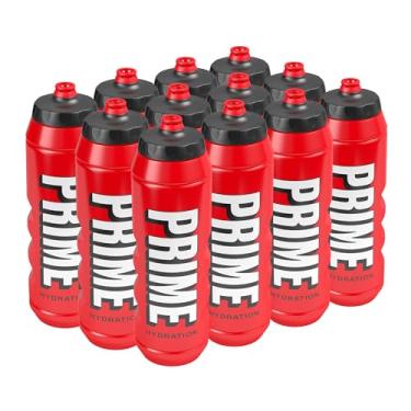 Imagem de Garrafas de água esportivas PRIME Red Squeeze de 946 ml, livre de BPA, lavável na lava-louças, design ergonômico à prova de vazamento, hidratação rápida para academia, ciclismo, corrida, pacote com 12