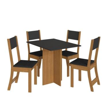 Imagem de Mesa Talita Com 4 Cadeiras Freijo/chumbo Com Assento Preto - Indekes