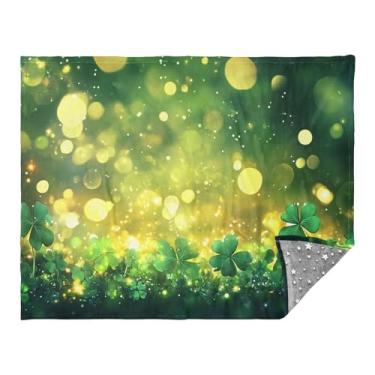 Imagem de CEBUGI Manta de flanela macia e quente 127 cm x 178 cm para sofá, cama, escritório, acampamento, viagem, dia de São Patrício, trevo para todas as estações