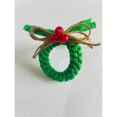 Imagem de Kit Porta Guardanapo Natalino Mini Guirlanda, Decoração de Mesa Natal, Enfeite para Guardanapo com Guirlanda Verde e Laço (04)