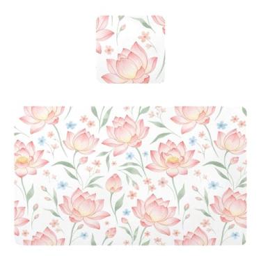 Imagem de Burbuja Conjunto de 4 jogos americanos Lotus para mesa de jantar, tapetes de mesa de PVC à prova d'água antiderrapantes resistentes ao calor, fáceis de limpar, 30 x 45 cm