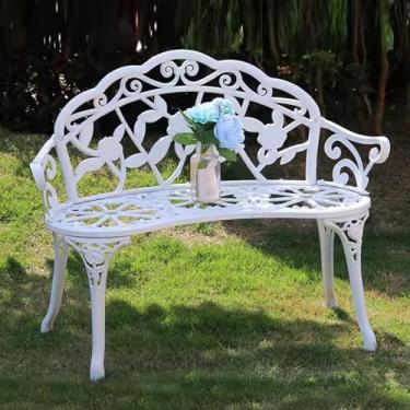 Imagem de Banco de jardim, banco de parque, banco de metal, bancos externos, móveis externos de alumínio fundido antiferrugem (cor: A)