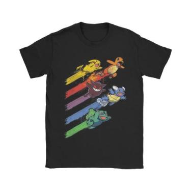 Imagem de Camiseta Masculina De Algodão Puro Pokemon Com Gola Redonda E Manga Cu