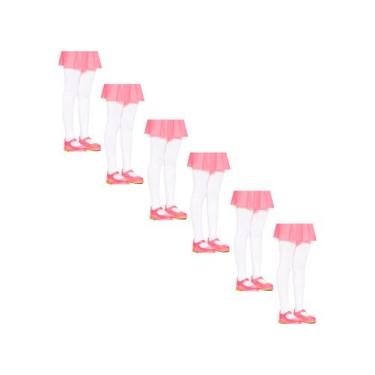 Imagem de Kit com 6 Meias Calças Infantil Fio 80 Opaca Lobinha 2576-001, Branco,
