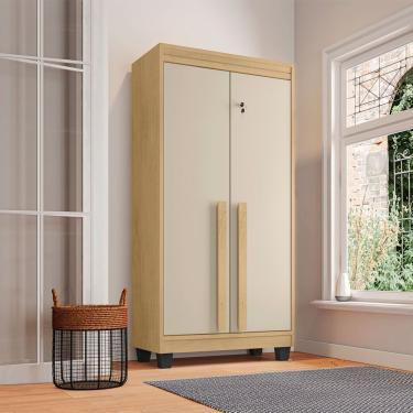 Imagem de Armário Multiuso Paris com Chave 2 Portas com Prateleiras 69,5cm Cinamomo-off White com...
