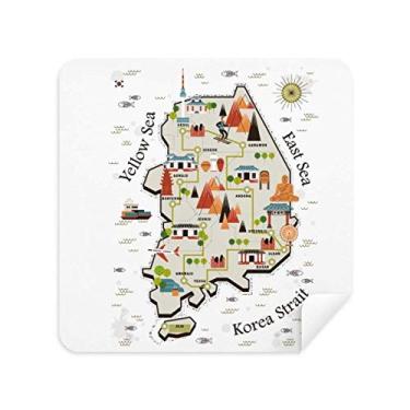 Imagem de Coreia do Sul Marcos de Viagem Mapa Óculos Pano Limpador de Tela Tecido Camurça Pacote com 2
