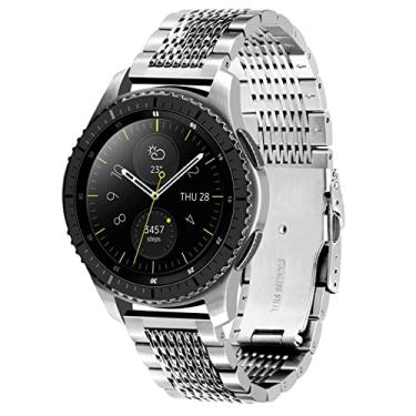 Imagem de Pulseira de relógio inteligente de malha Kai Tian 22 mm compatível com relógio Samsung Galaxy Watch 46 mm de aço inoxidável compatível com Gear S3 Classic/Frontier Black, prata 46mm Prata