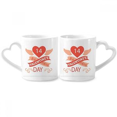 Imagem de Conjunto de canecas de porcelana Red Valentine's Day Be Mine para casal, coração e coração