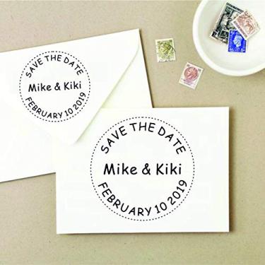 Imagem de Carimbo de casamento personalizado, carimbo de endereço, selo Save The Date, estilo de carimbo redondo - R13