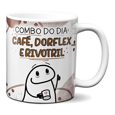 Imagem de Caneca Flork Combo Do Dia: Café Dor (flex) E Rir (votril) (Branca)
