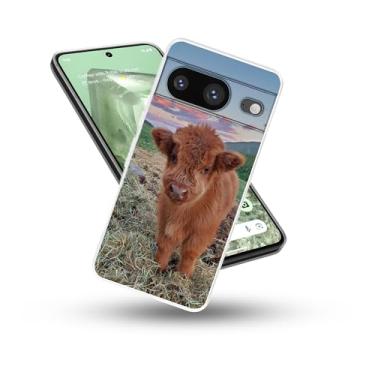 Imagem de Compatível com Google Pixel 8, linda vaca highland animal de fazenda flexível de silicone à prova de choque capa transparente para homens e mulheres meninas