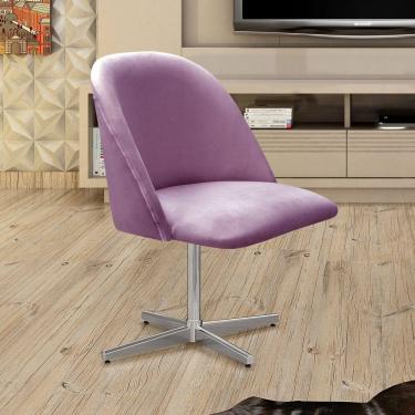 Imagem de Poltrona Decorativa Gaia Giratória Metal para Sala, Quarto, Recepção Roxo