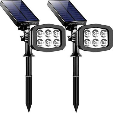 Imagem de URPOWER Luzes solares ao ar livre 2 em 1 à prova d'água holofote solar ligar/desligar luzes de parede luzes de caminho iluminação de paisagem para jardim jardim piscina - branco frio (pacote com 2)