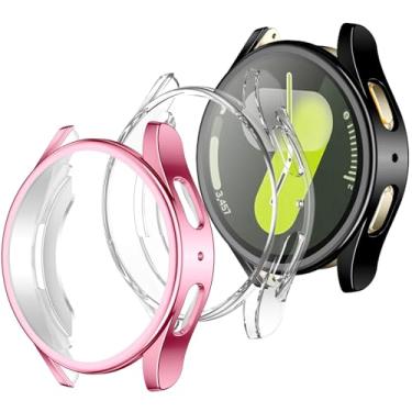 Imagem de GEAK Pacote com 3 capas compatíveis com Samsung Galaxy Watch 7 de 40 mm, protetor de tela de alta sensibilidade HD macio com TPU em toda a volta antiqueda, para-choque para Galaxy Watch 7 40 mm Smart