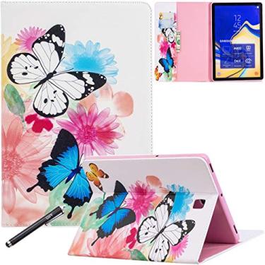 Imagem de Capa para Galaxy Tab S4 de 10,5, Newshine de couro premium, leve, com bolso para dinheiro, para tablet Samsung Galaxy Tab S4 10.5 2018, modelo SM-T830/T835/T837, três borboletas
