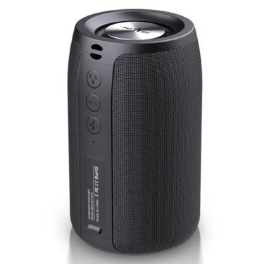 Imagem de ZEALOT Alto-falante Bluetooth portátil S32, à prova d'água IPX5, emparelhamento estéreo, USB/MIC/TF/AUX, presente para homens e mulheres, estilo minimalista, preto