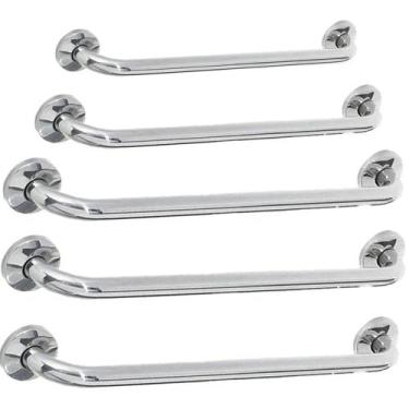 Imagem de Barra Alça De Apoio Inox Kit 5 Uni Box Banheiro Corredor Segurança Ace