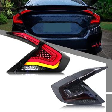 Imagem de Conjunto de luzes traseiras de LED compatível com Honda Civic 2016-2021 Sedan 10ª geração de animação de inicialização acessório de lâmpadas traseiras de seta [Não serve para Hatchback/Coupe]