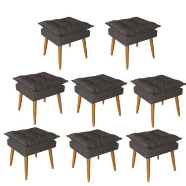 Imagem de Kit 08 Puff Puf Banqueta Opala Para Quarto Sala Recepção Suede Marrom 