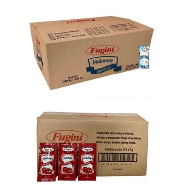 Imagem de Caixa com sache de ketchup e Maionese 7gx144 - Fuginiiii