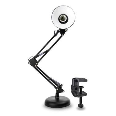 Imagem de Luminária E27 Abajur Articulável Com Base E Garra Mesa Preto - Arte Se